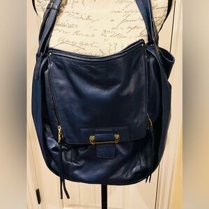 Kooba Dark Blue Leather Zoey Tote Shoulder Bag! Beautiful!